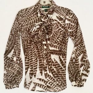 🔆NWOT🔆Ralph Lauren Print Bow Blouse
